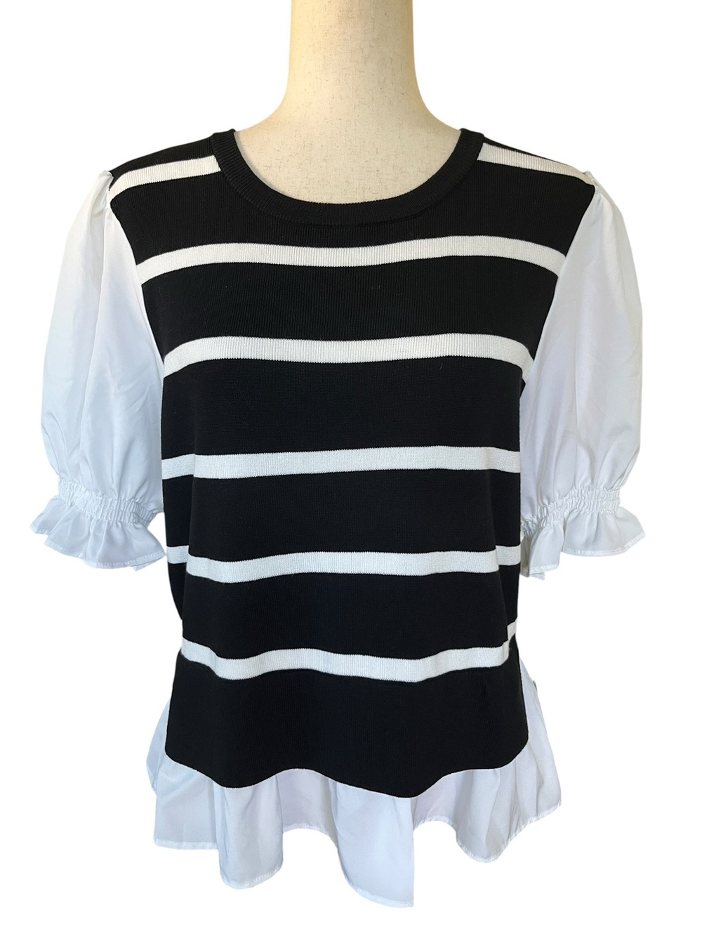 Nanette Lepore Striped Mixed Media Twofer Sweater